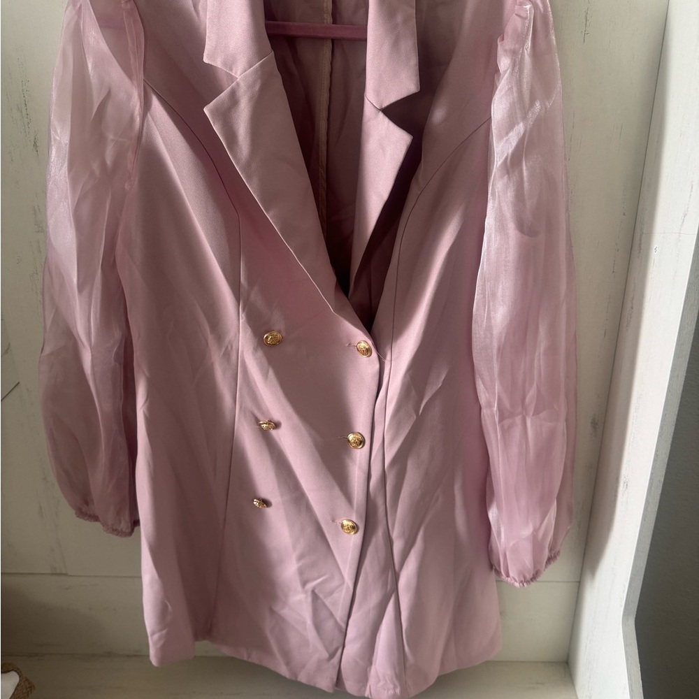 Soft Pink Oversized Blazer with Notched Lapels